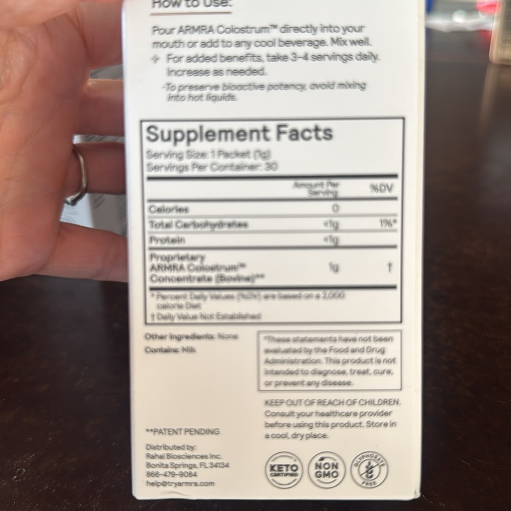 Armra Colostrum Health Revival Unflavored Travel Sticks 30 Pack - Picture 3 of 3